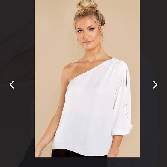 CENTER STAGE WHITE ONE SHOULDER TOP - Picture 3 of 7